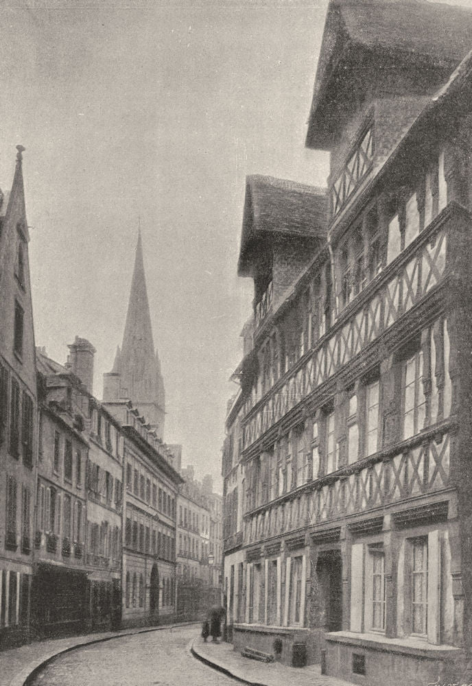 CALVADOS. Caen. Rue de Geole 1895 old antique vintage print picture